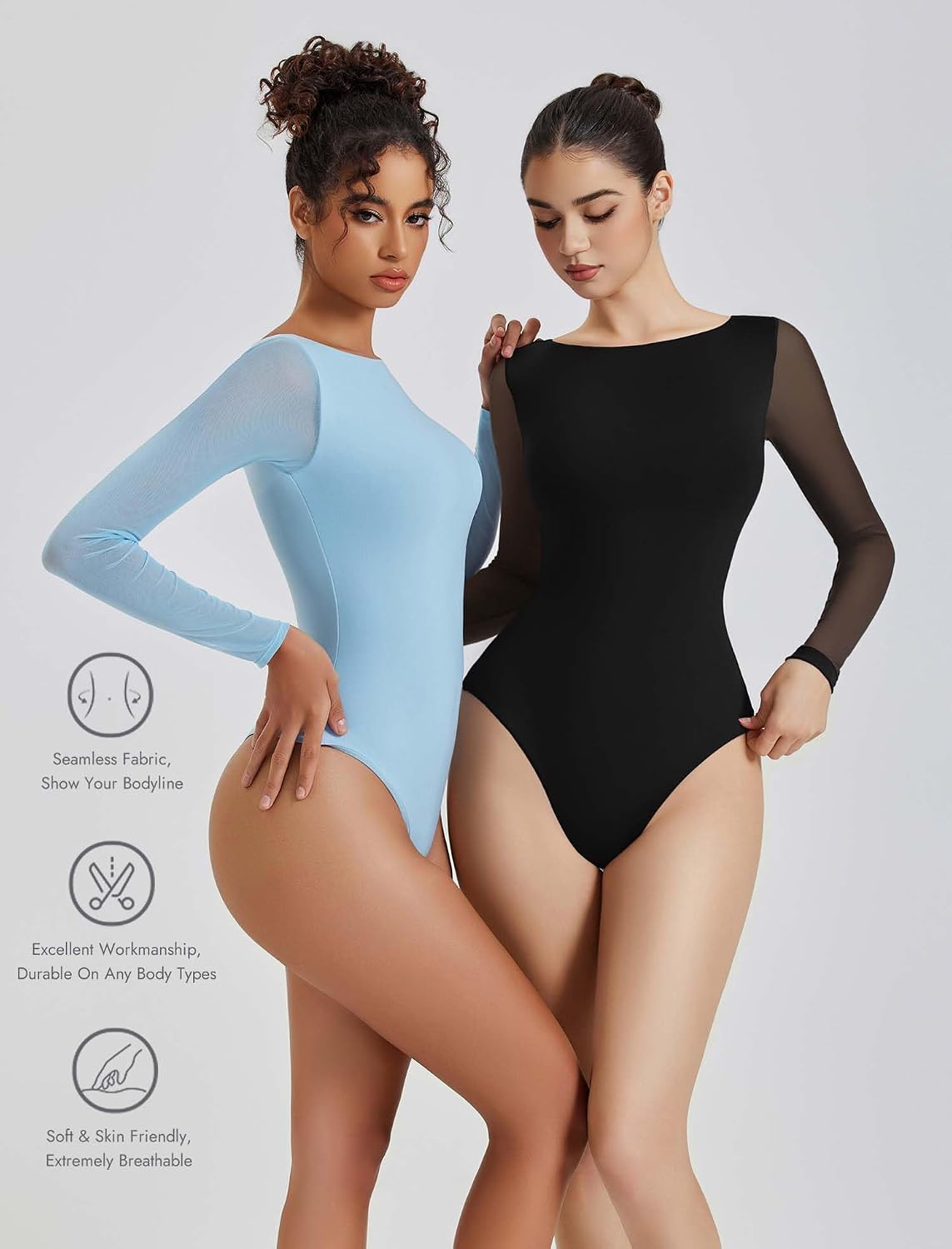 Detalle 2 de Avidlove Women Long Sleeve Mesh Bodysuit ⚙