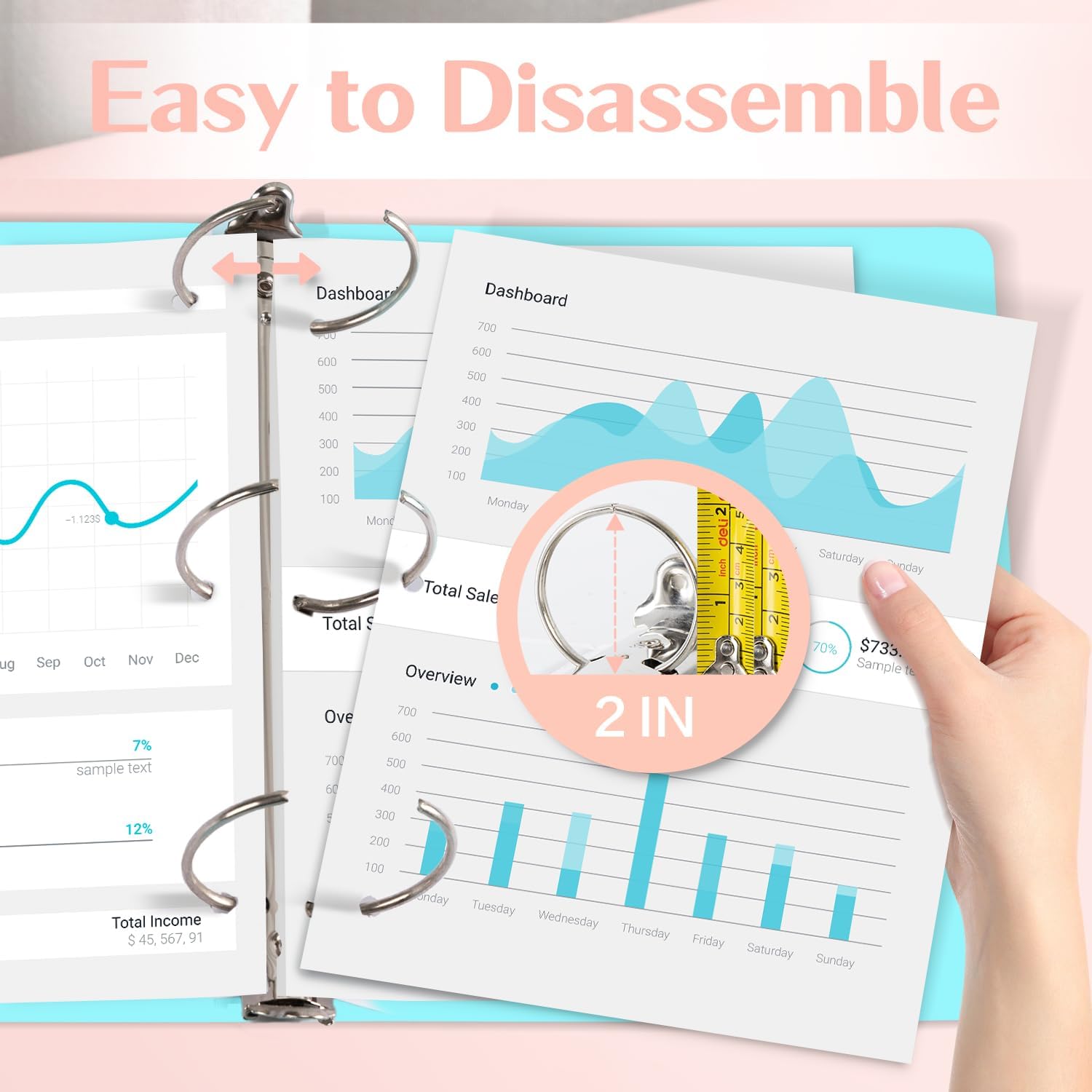 Detalle 2 de Deli 2-inch 3-Ring Binder, 450-Sheet Capacity
