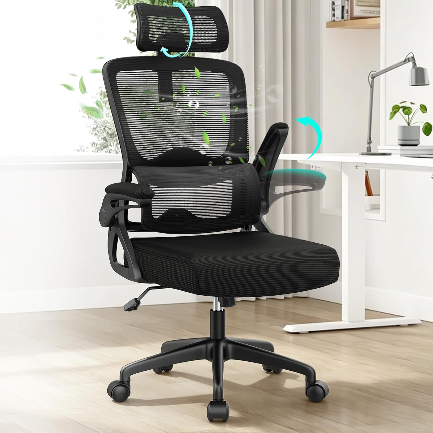 YONISEE Ergonomic Office Chair with Dual Backrest, 2D Lumbar Support and Adjustable Headrest