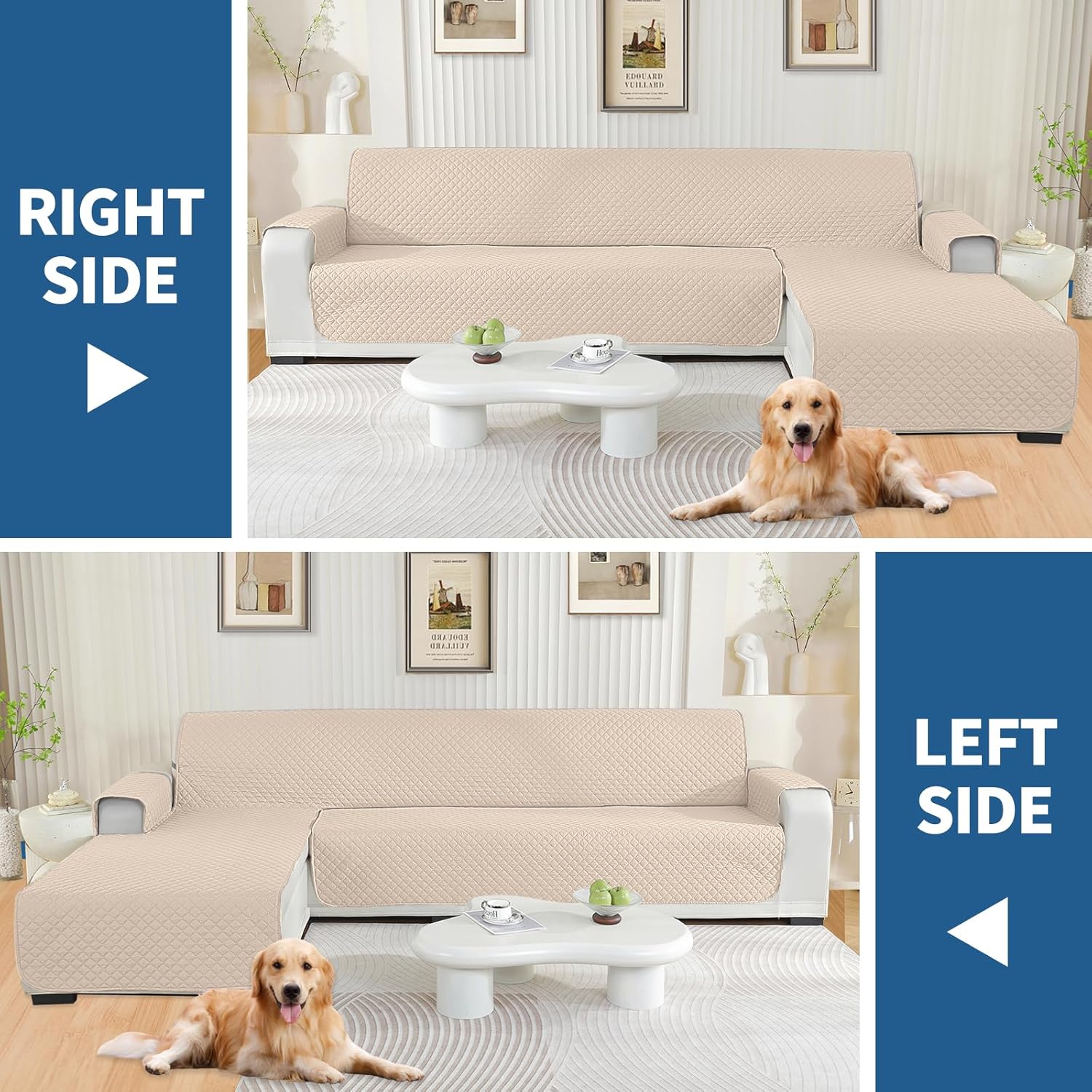 Thumbnail 5 de YSTELLAA Housse Canapé d’angle Impermeable 2 Places Réversible (Droite/Gauche) Beige