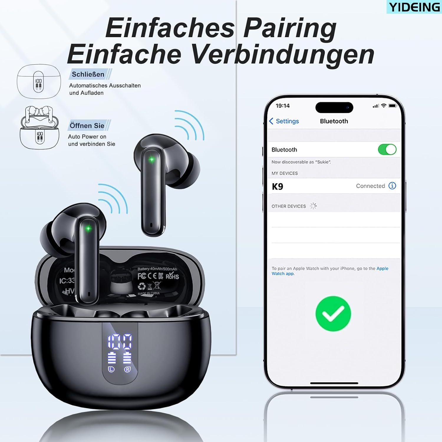 Thumbnail 5 de yideing K9 Écouteurs Bluetooth 5.3 40h