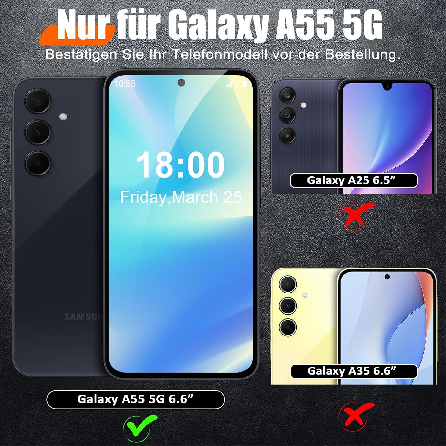 Thumbnail 6 de Giyer Galaxy A55 5G Hülle mit Schutzfolie