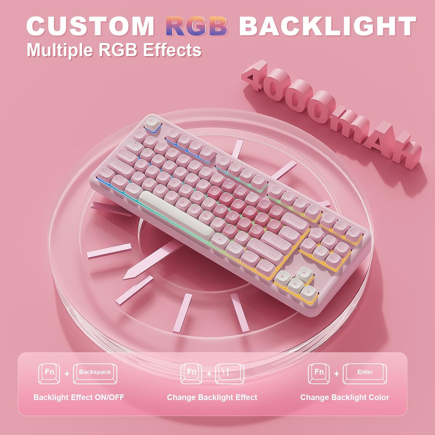 Thumbnail 6 de YUNZII B87 Wireless Mechanical Keyboard with 87-Key TKL, QMK/VIA, Gasket Mount, and Hot-Swap RGB