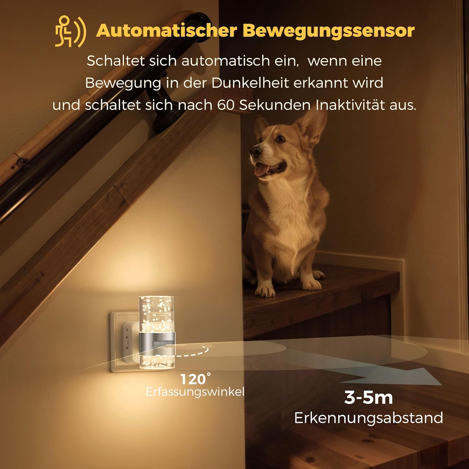 Thumbnail 1 de LOHAS-LED Nachtlicht Steckdose mit Bewegungsmelder – 3 Modi, warmweiß 3000K, einstellbare Helligkeit