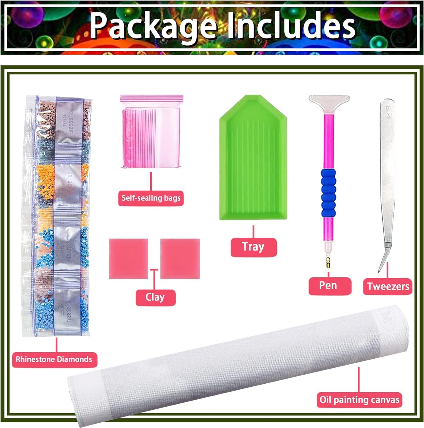 Detalle de Qianbaiuk Diamond Painting Set – 2er-Pack Diamond Painting Strands für Erwachsene (12x16 Zoll)
