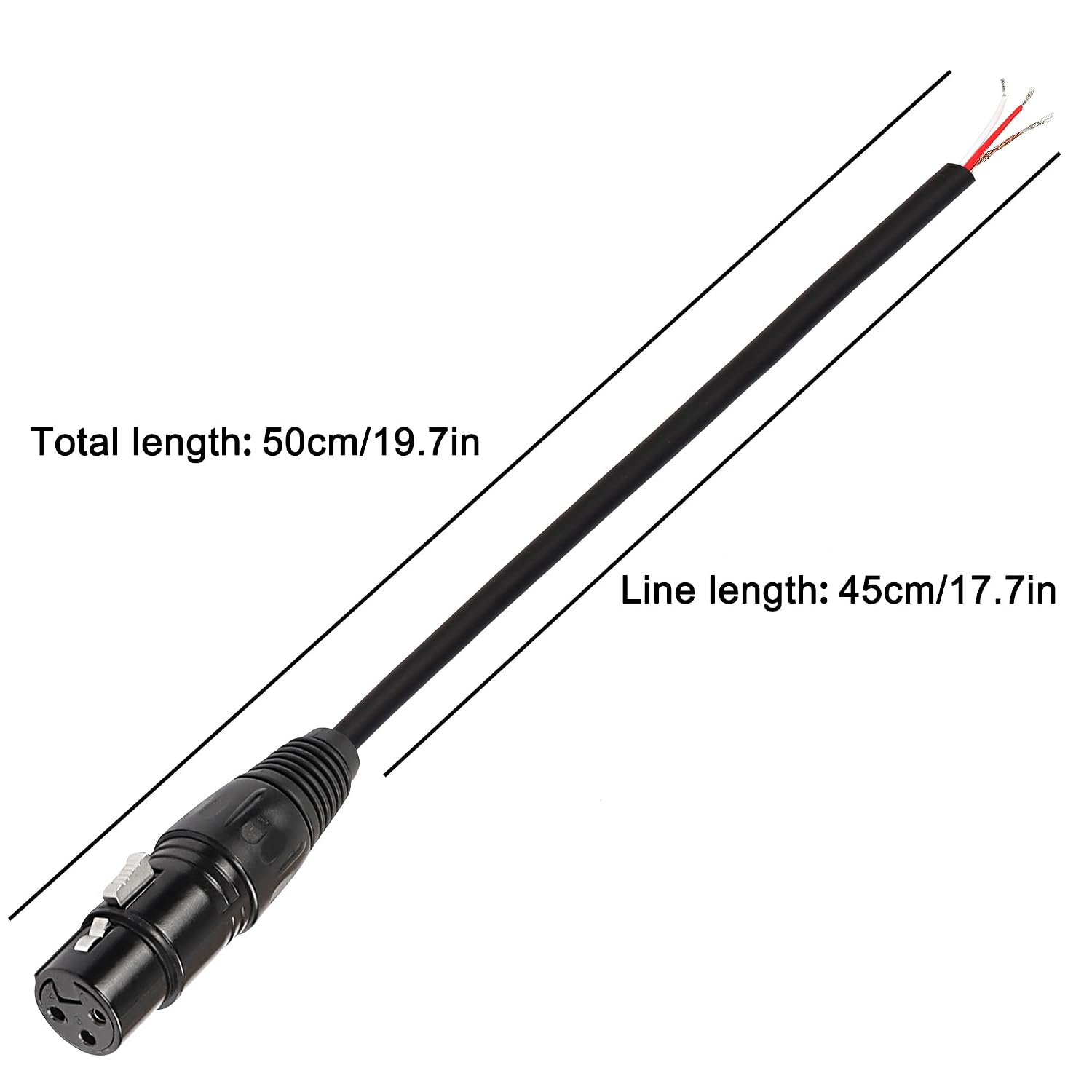 Detalle 2 de MEIRIYFA MD-XLR-50M XLR Pigtail Cable, 0.5 m, Male 3-Pin to Bare Wire