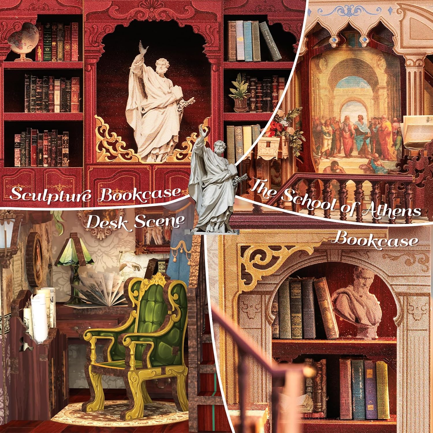 Thumbnail 5 de Fsolis DIY Book Nook “Library of Wisdom” – mini casa in legno con luci LED, kit da assemblare
