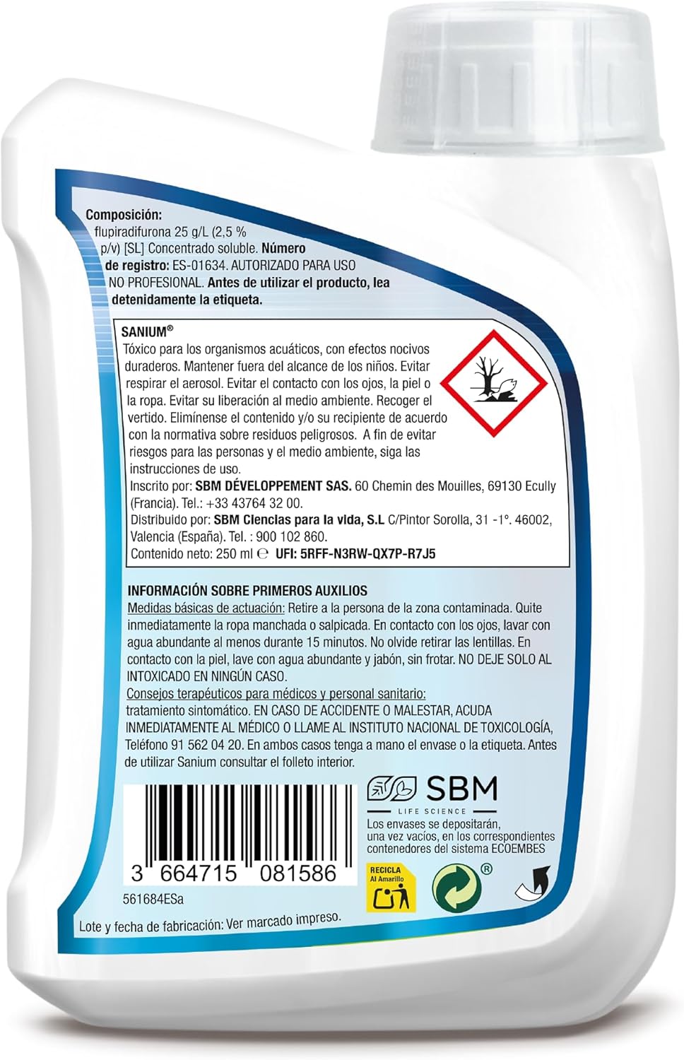 Detalle 2 de Protect Garden Sanium insecticida sistémico 250 ml