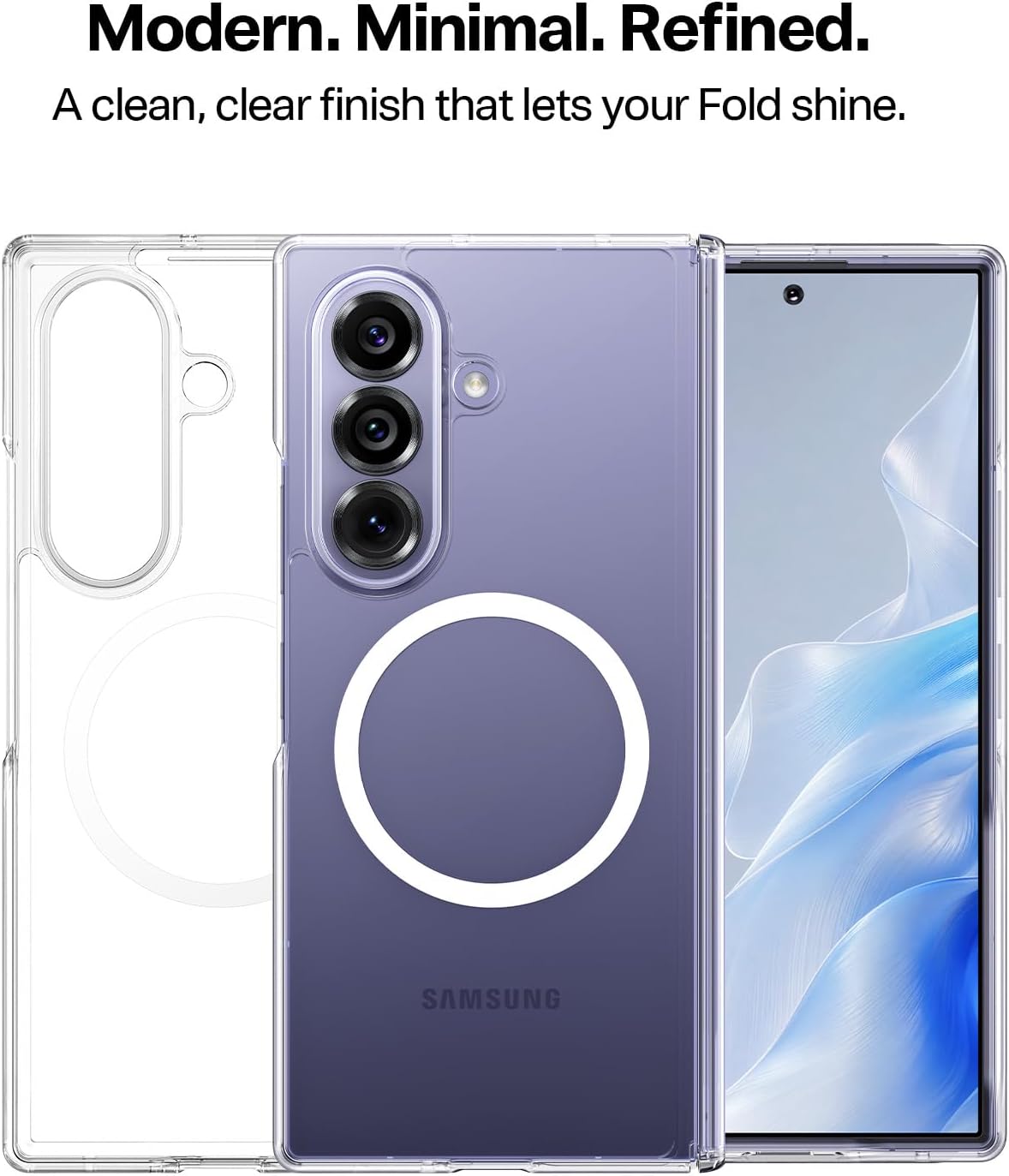 Detalle de TORRAS Magnetic Shockproof Case for Samsung Galaxy Z Fold 8 Ultra, Slim Clear