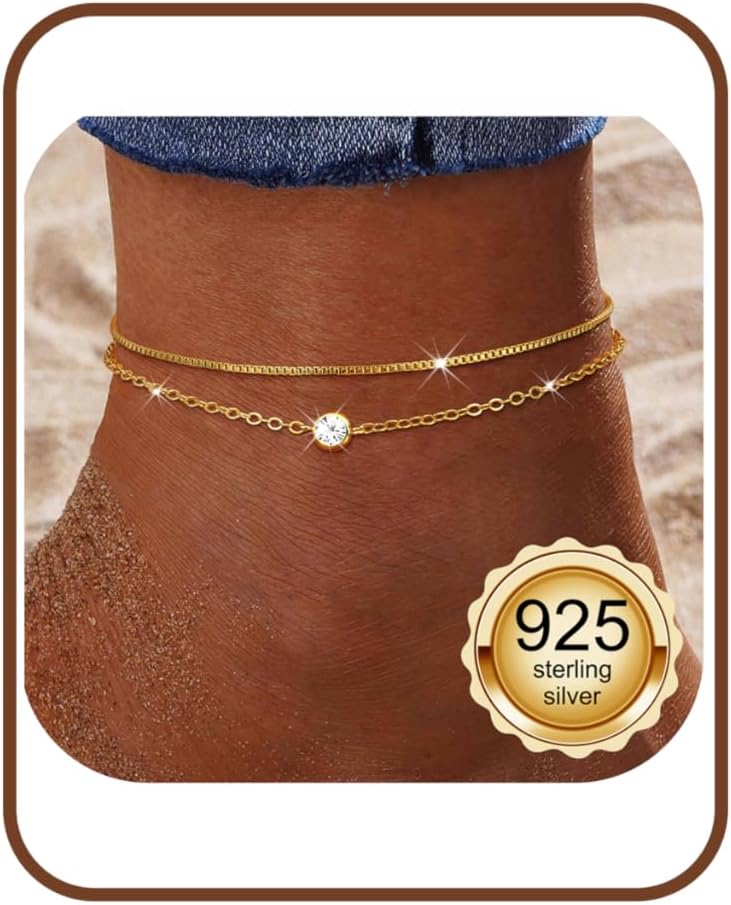 Detalle de MILACOLATO Fußkettchen Damen – verstellbare Silber 925 Kette mit Herz, Büroklammer und Zirkonia