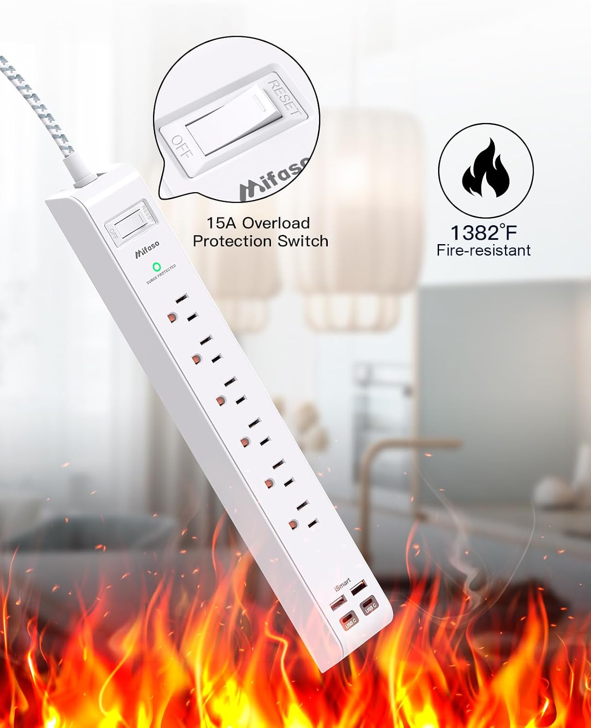 Thumbnail 5 de Surge Protector Power Strip 10 ft 🔌