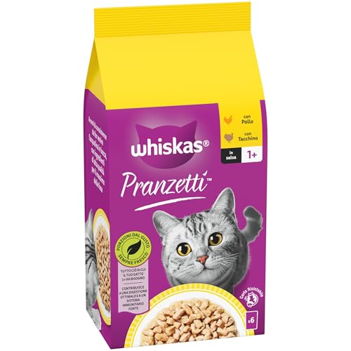 Thumbnail 2 de Whiskas Pranzetti Cibo Umido per Gatti Adulti in Salsa al Gusto Pollame – 12 confezioni da 6 vaschette da 50 g (3.600 g totali)