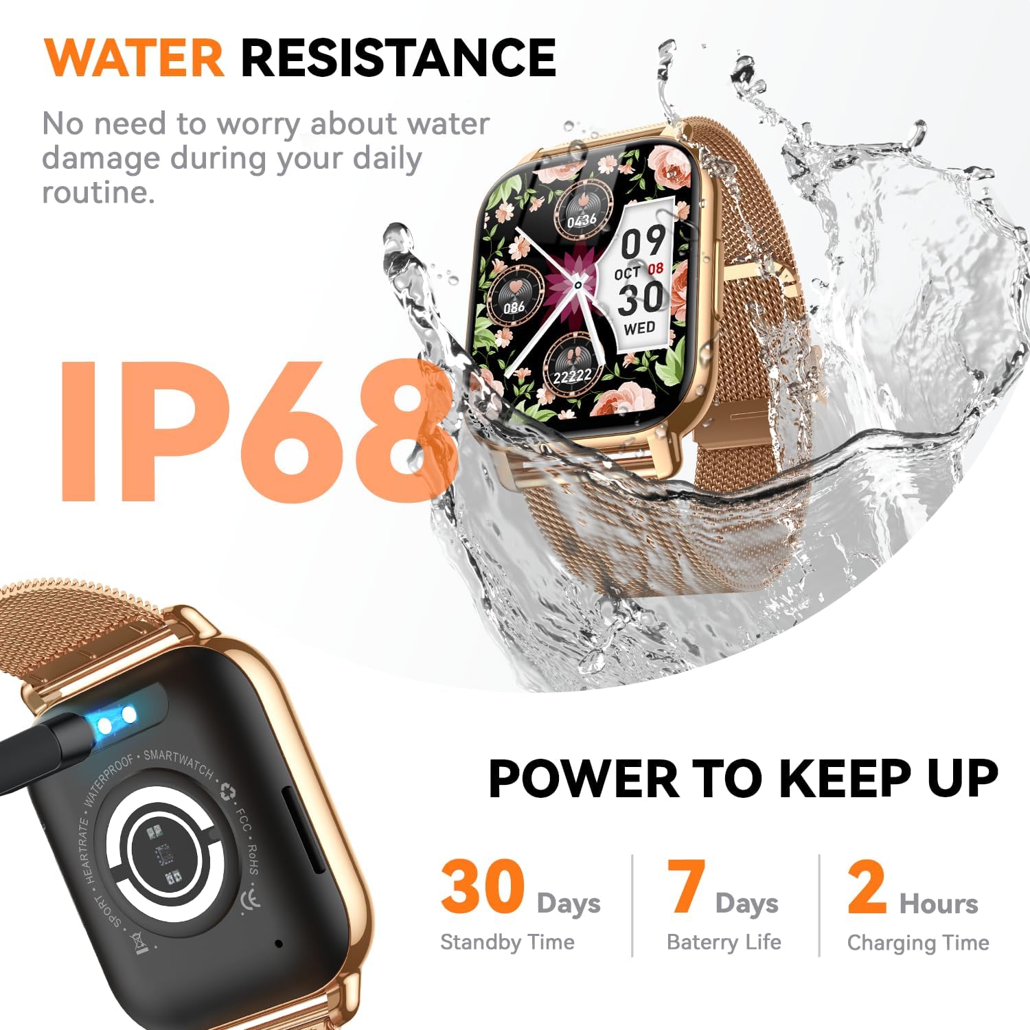 Thumbnail 6 de Smart Watch for Women and Men with 1.85" HD Screen, 112 Sports Modes, IP68 Waterproof, Bluetooth Calling