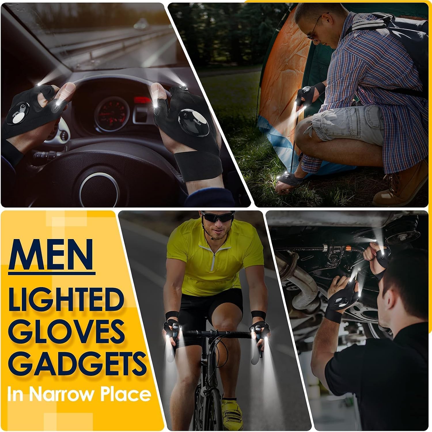 Detalle 1 de PARIGO PGL-LFG-BK LED Flashlight Gloves, 900-Lumen Hands-Free Lighting
