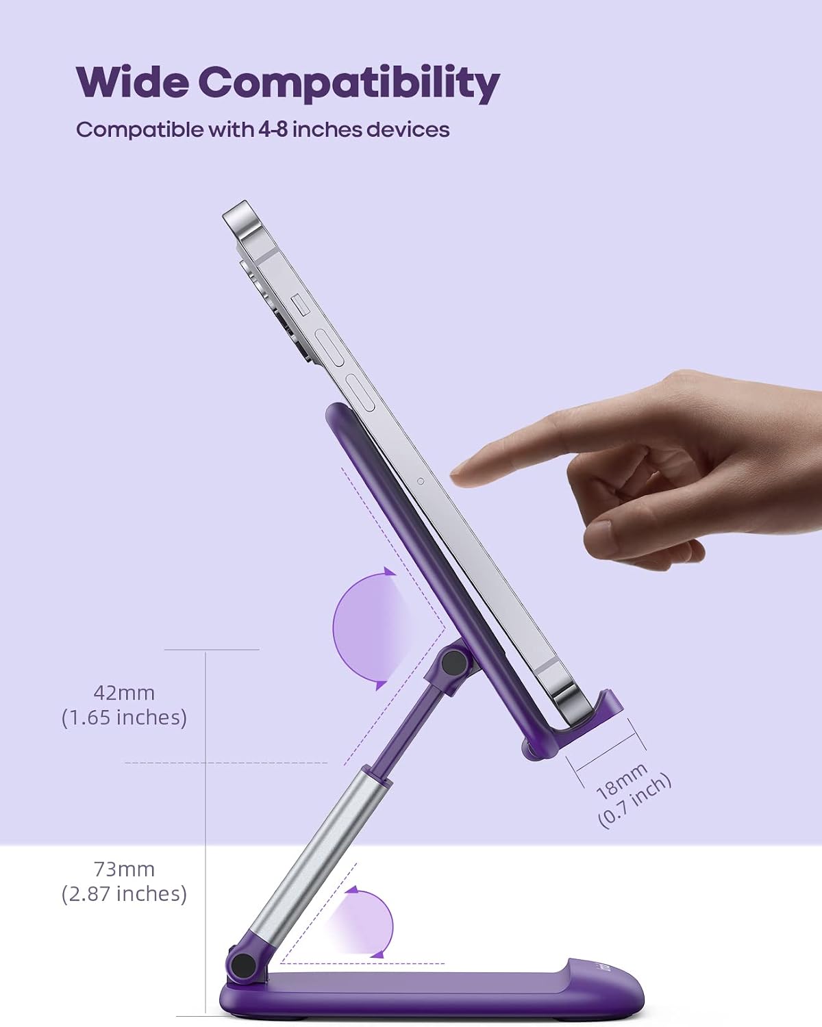 Thumbnail 4 de Lamicall Dark Purple Adjustable Phone Stand, Foldable with Weighted Metal Base