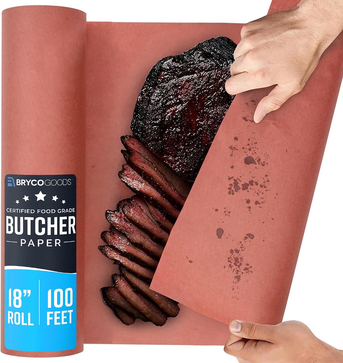 Detalle de Bryco Goods Pink Butcher Paper Roll, 18 Inch x 100 Feet, Food-Grade