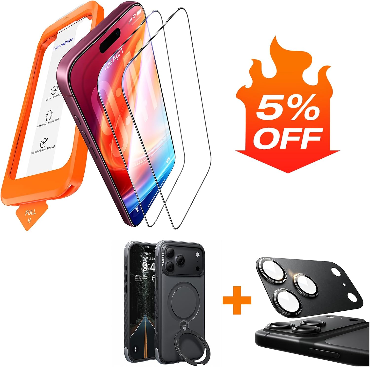 Thumbnail 6 de UltraGlass iPhone 18 Pro Max 9H+ Tempered Glass Screen Protector, 2-Pack
