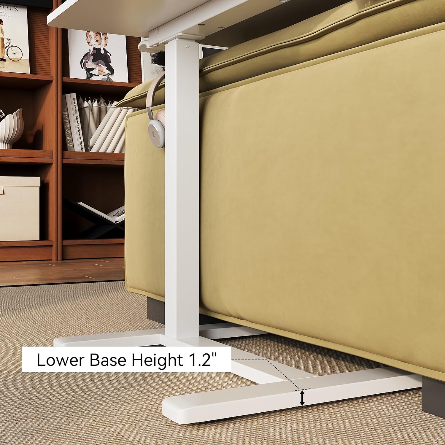 Thumbnail 6 de Gamork Mobile Standing Desk Pneumatic Adjustable Height Stand Up Desk (26.1–40.1 in) – White, 48 × 65 cm