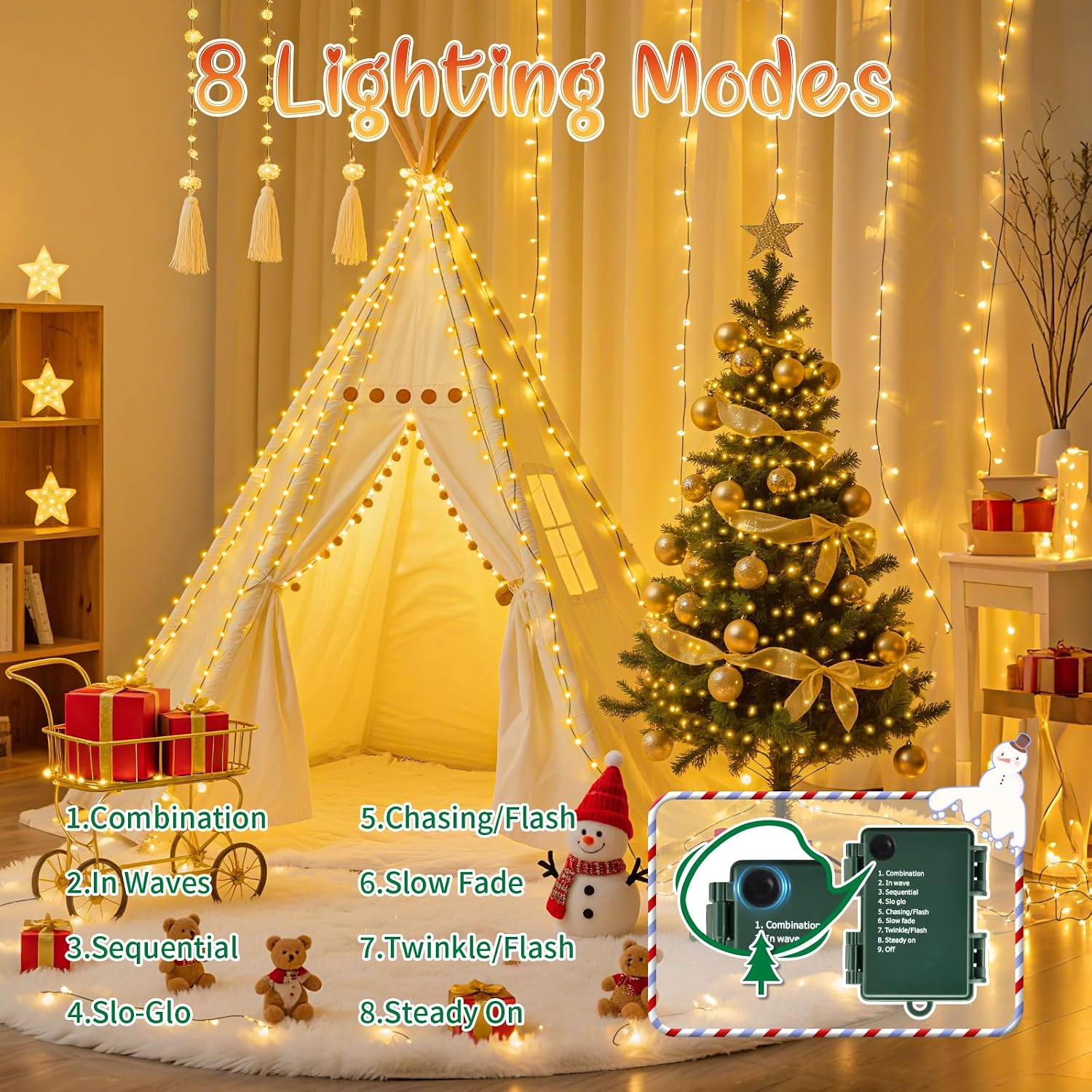 Detalle de cshare Fairy Lights Battery Operated, 6M 60LED Warm White with Timer – Indoor/Outdoor Decorative String Lights