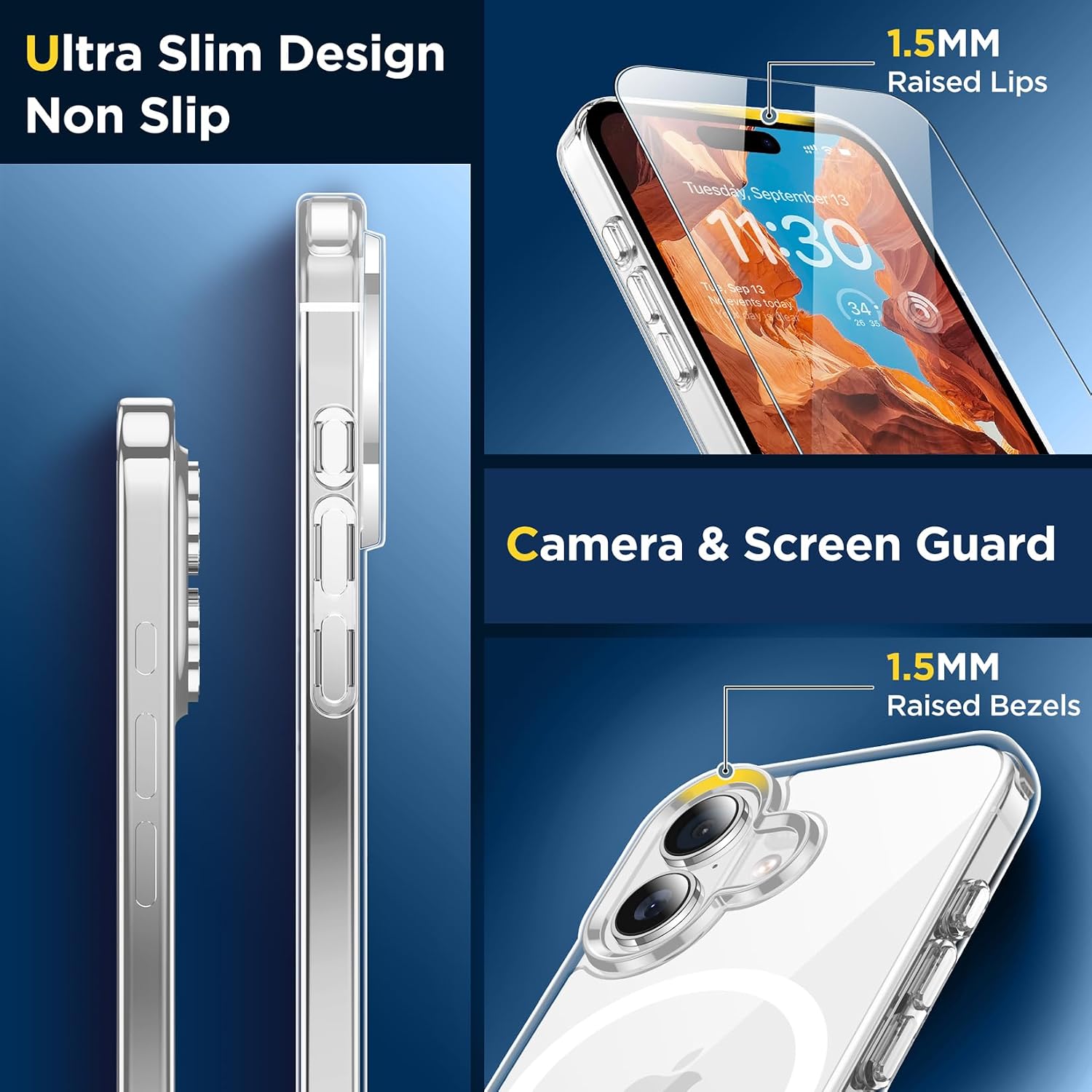Thumbnail 4 de SPIDERCASE for iPhone 17 Case with Magnetic Clear Case and 2 Tempered Glass Screen Protectors