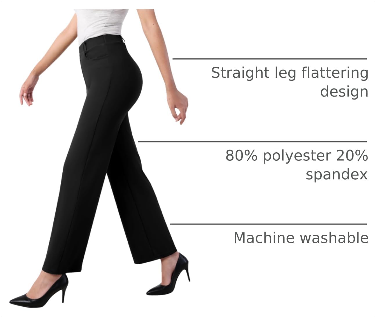 Thumbnail 3 de IPMQ Women's Straight Wide Leg Dress Pants with Pockets