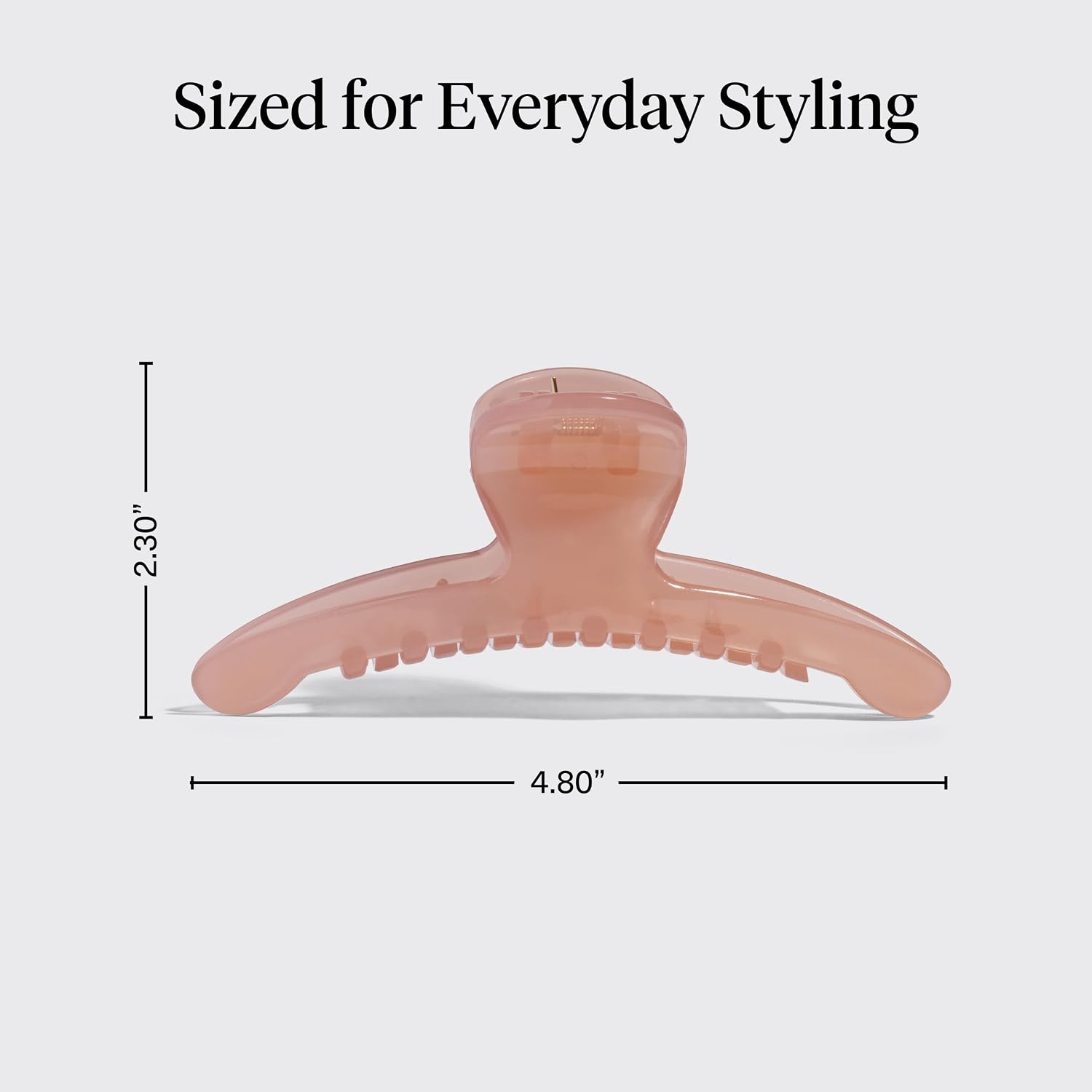 Detalle de Kitsch Large Arched Hair Clip, Soft Pink Recycled Plastic, Glossy Finish