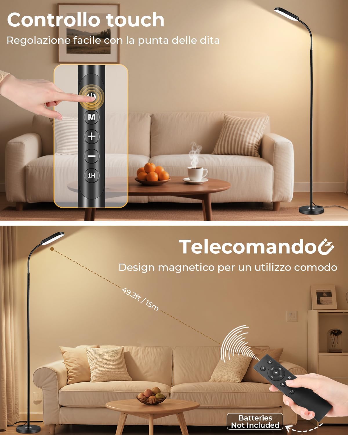Thumbnail 4 de Lampada da terra LED dimmerabile 18W 1850 lm telecomando