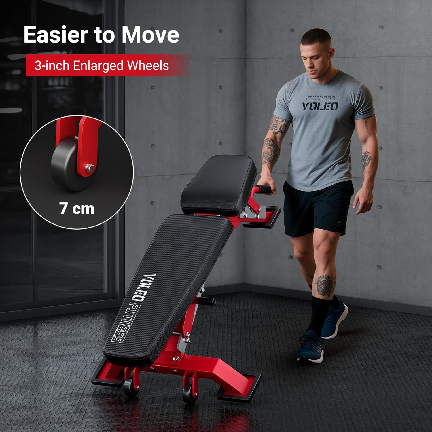 Thumbnail 2 de YOLEO Panca pieghevole da 1000 kg multifunzione con supporto schiena e testa – panca inclinata per allenamento fitness