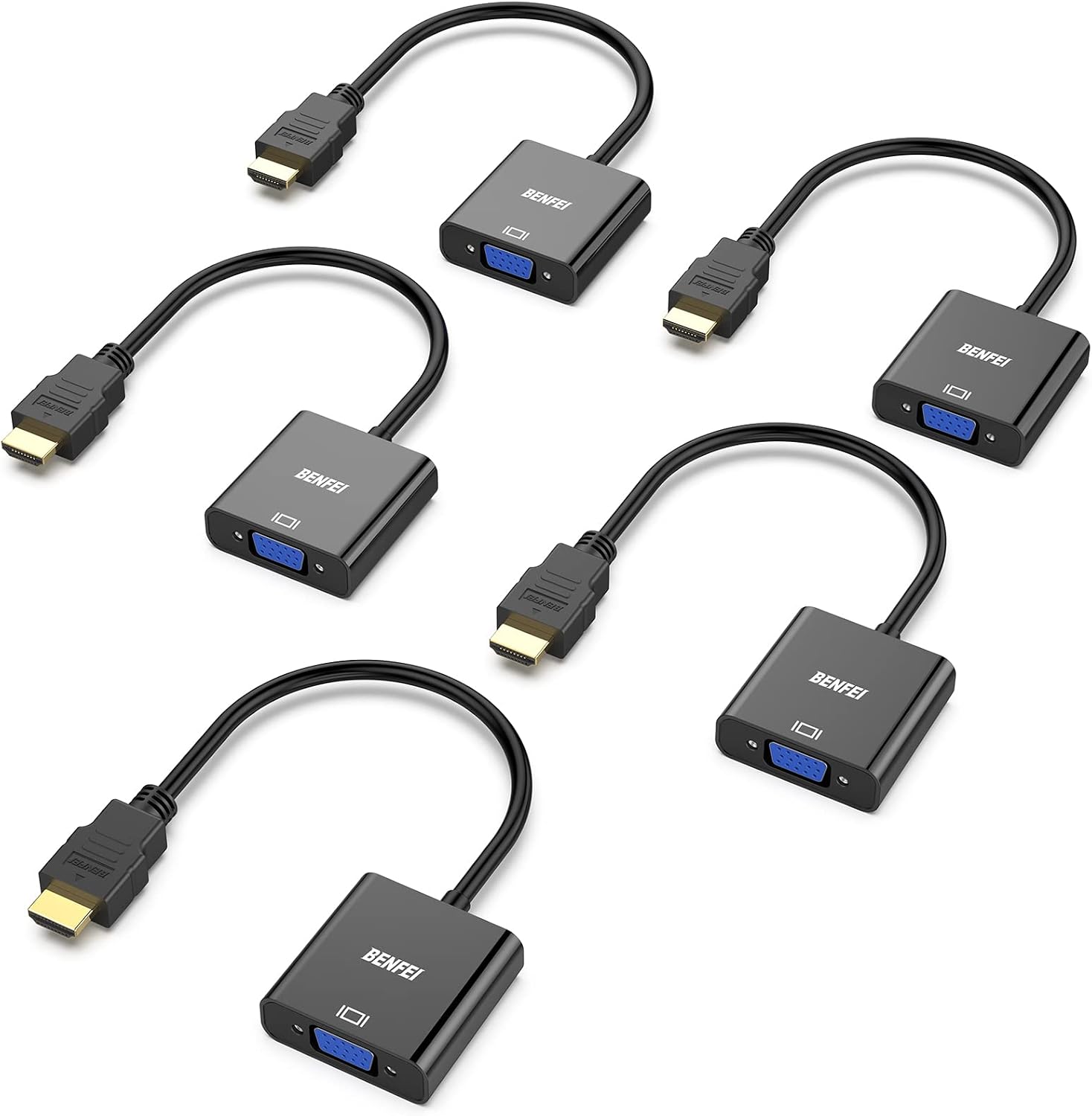 Detalle de BENFEI HDMI-zu-VGA-Adapter (unidirektional) – Set mit 5 Stück, HDMI-Stecker auf VGA-Buchse