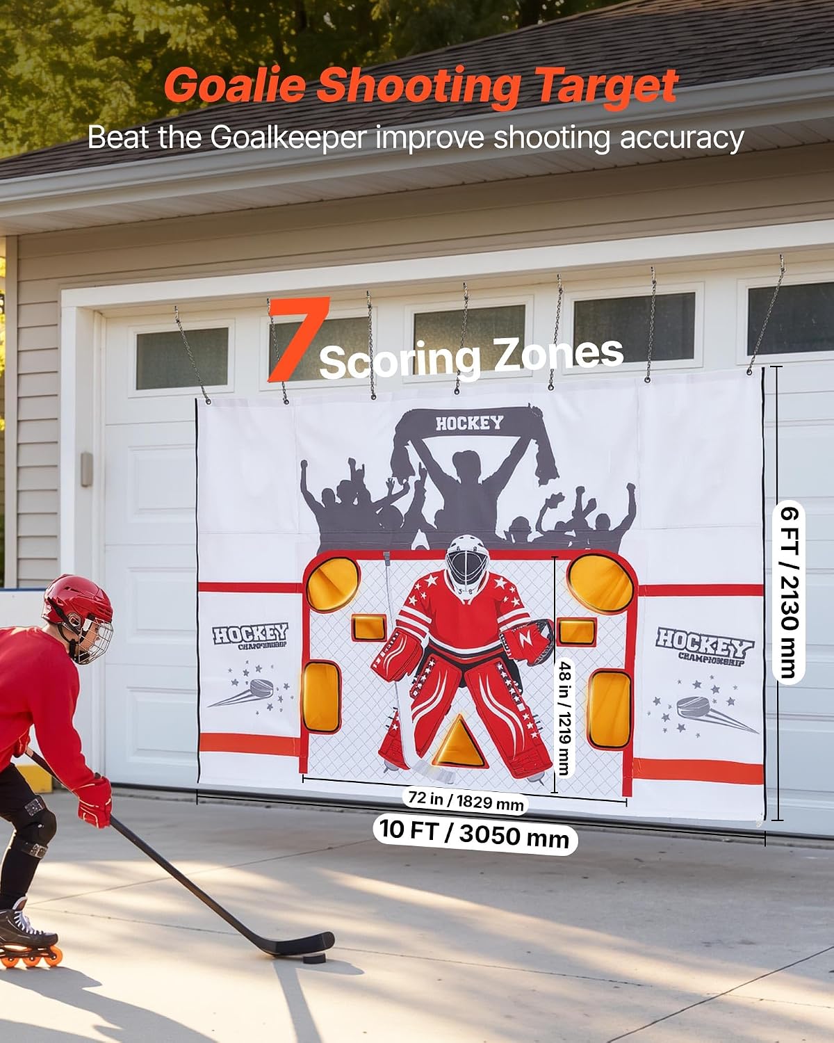 Detalle 2 de VEVOR Hockey Shooting Tarp, 7-hole target