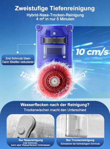 Detalle de HUTT R10 Fensterputzroboter mit Rotierendes Nass- & Lineares Trockenwischen – effiziente Zwei-Phasen Reinigung