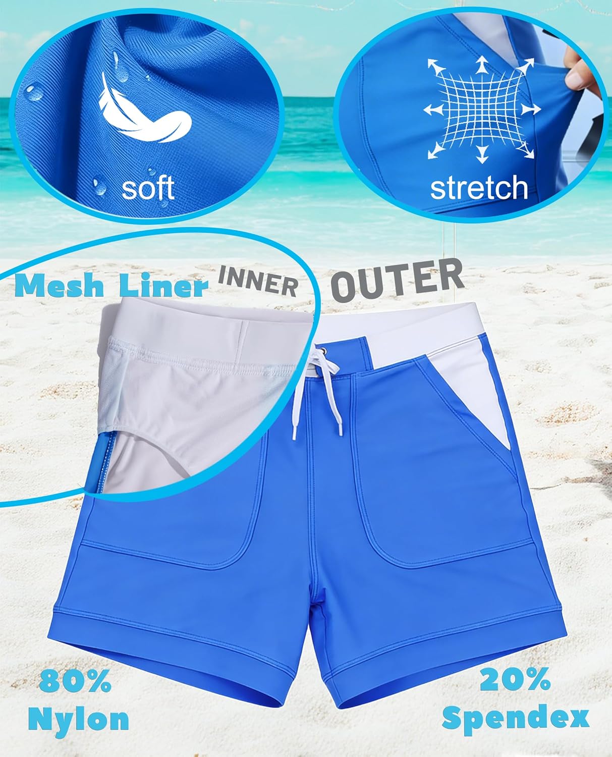 Thumbnail 4 de KEFITEVD men’s quick-dry swimming shorts (YK016) with adjustable drawstring and pockets