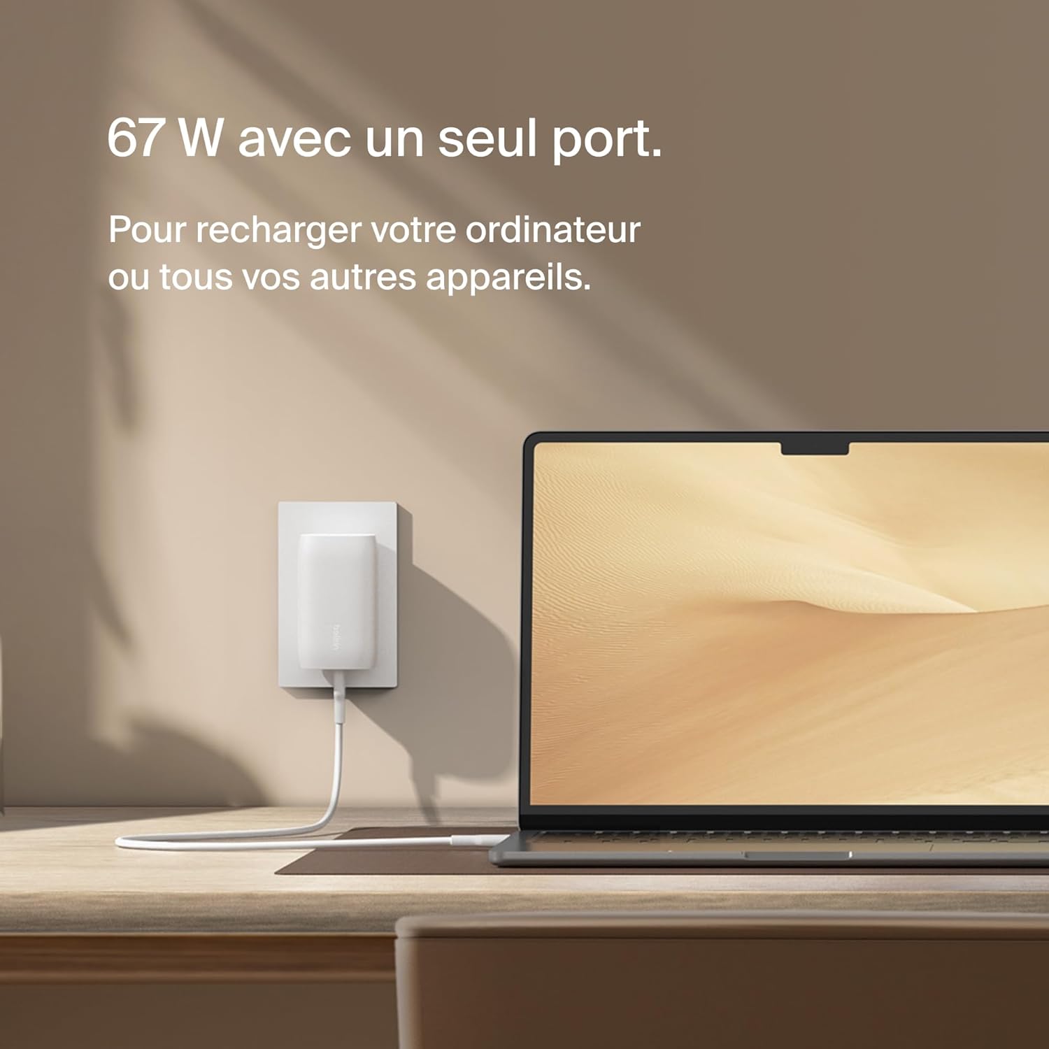 Detalle de Belkin BoostCharge Chargeur Secteur 3 Ports USB-C avec PPS 67 W – Blanc