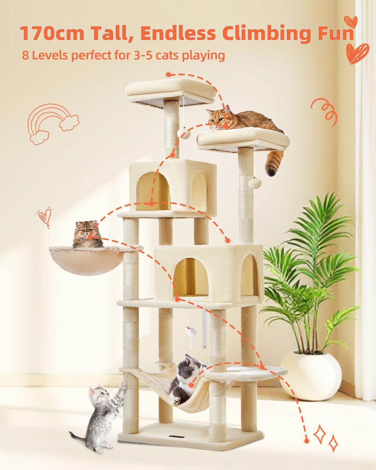 Detalle de Taoqimiao Cat Tree, 67-Inch