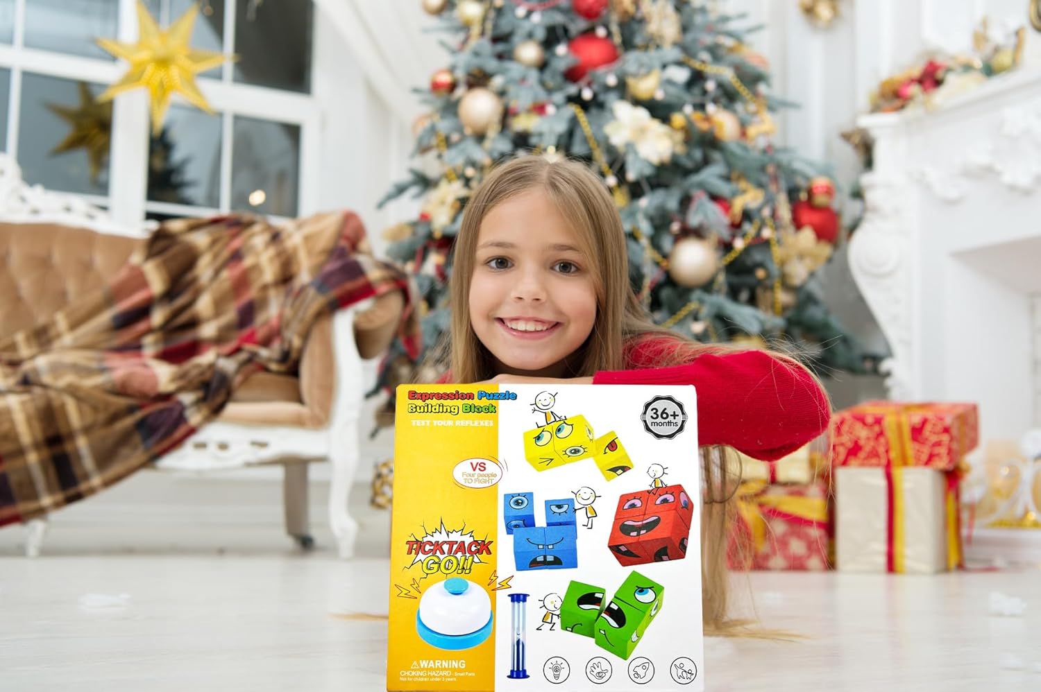 Detalle de ZUNIPLEX Puzzle Building Blocks: cubo di legno con facce magiche per bambini dai 3 anni