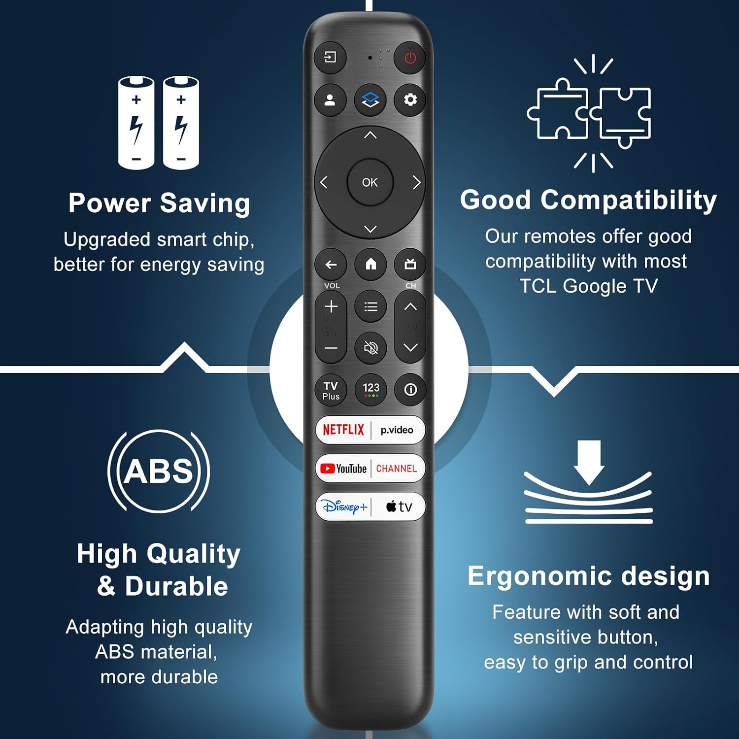Thumbnail 6 de TCL Google TV Remote Replacement Pack (2)