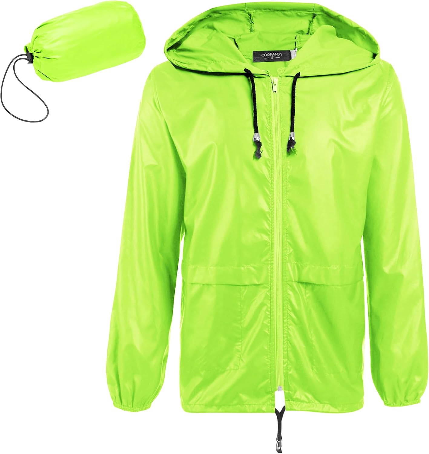 Detalle de COOFANDY Men’s Packable Rain Jacket with Hood — Lightweight Waterproof Raincoat for Travel & Outdoor Use