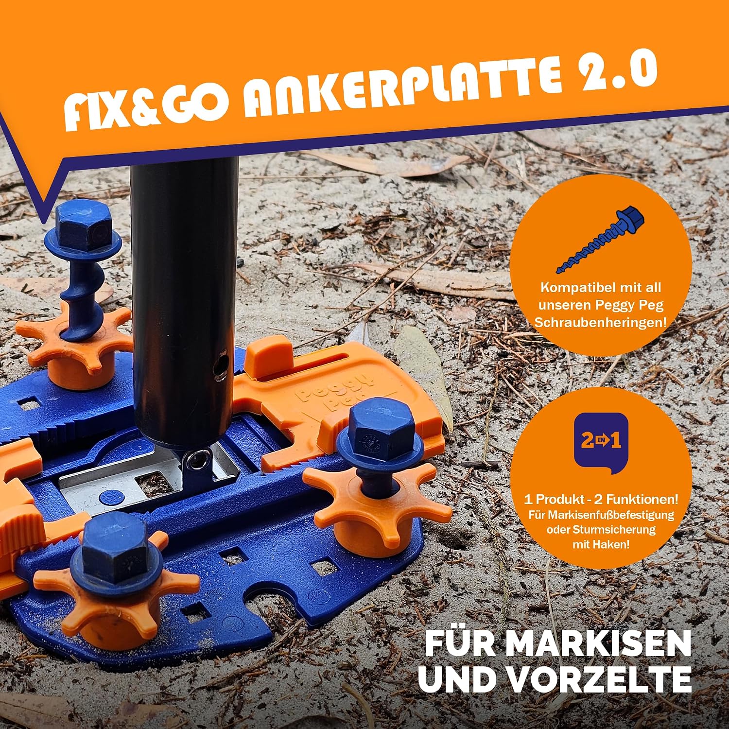 Thumbnail 1 de Peggy Peg – Fix&Go Anker Platte 2.0 zur Fixierung von Stützfüßen