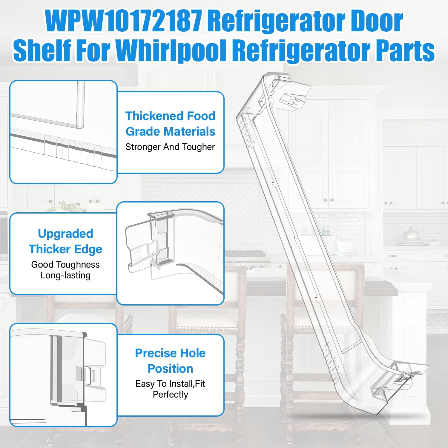 Detalle de YEECHUN WPW10172187 Refrigerator Door Bin, Lower Side Shelf, 23.82-Inch