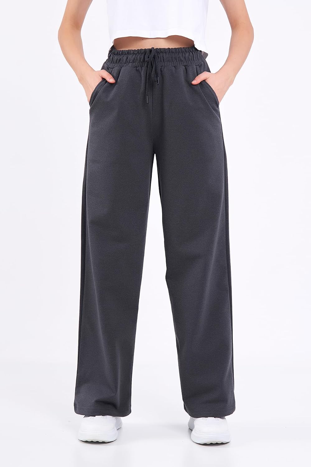 Detalle de COMEOR Women’s Jogging Bottoms – lightweight breathable cotton straight-leg joggers with pockets