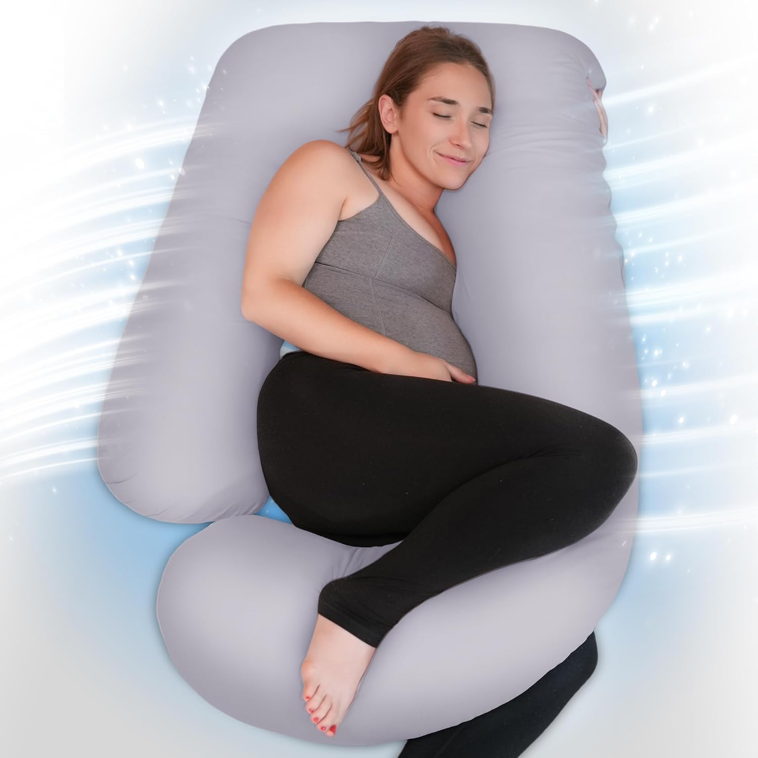 Detalle de PinkFoggie Cooling Pregnancy Pillow 57-inch U-shaped maternity pillow