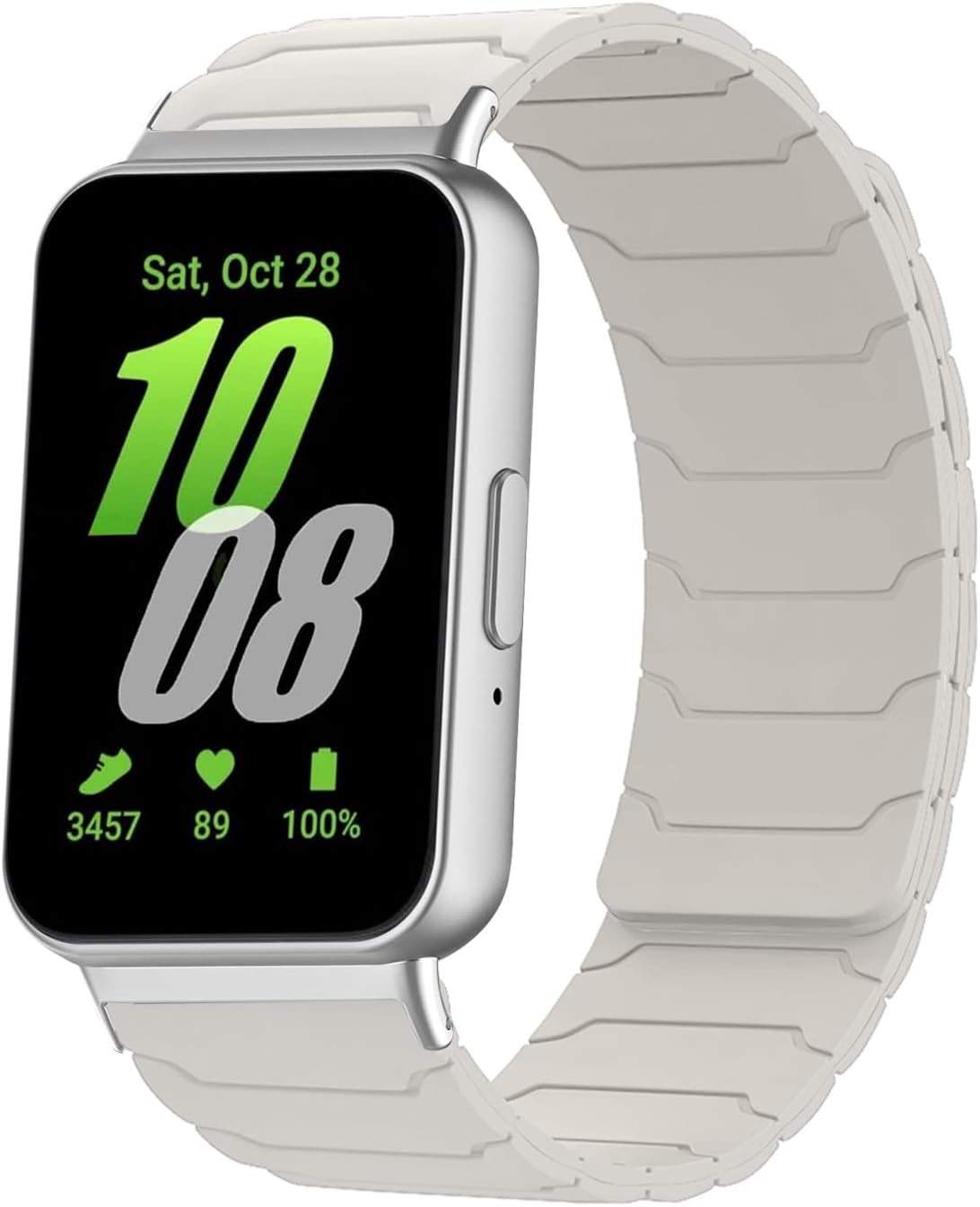 Detalle de Hinnwer Magnetic Strap for Samsung Galaxy Fit 3 – Strong Silicone Dual Magnetic Sport Bands (Starlight)