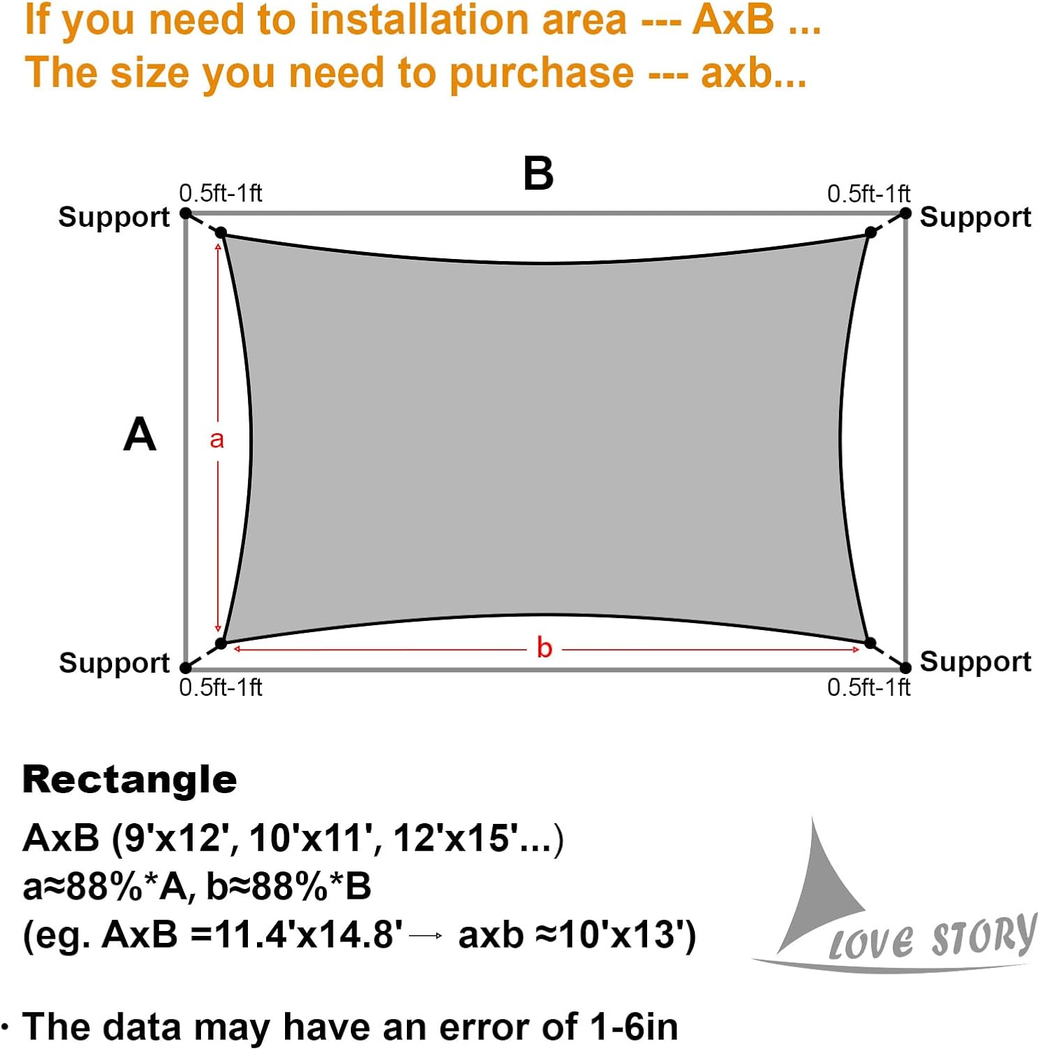 Detalle 2 de LOVE STORY Sun Shade Sail 12' x 16