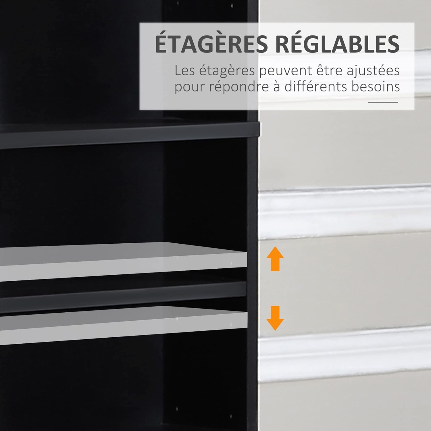 Thumbnail 4 de HOMCOM Rangements CD/DVD — Étagère polyvalente 102 x 23,5 x 195 cm, noir