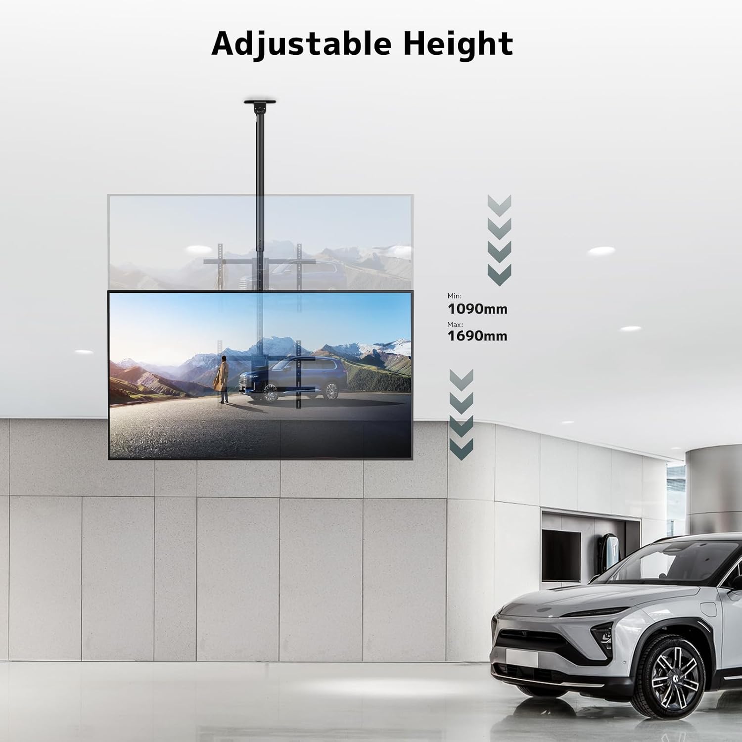 Detalle de Extra Long Ceiling TV Mount for 43–86 Inch TVs with Height Adjustable Extension Pole