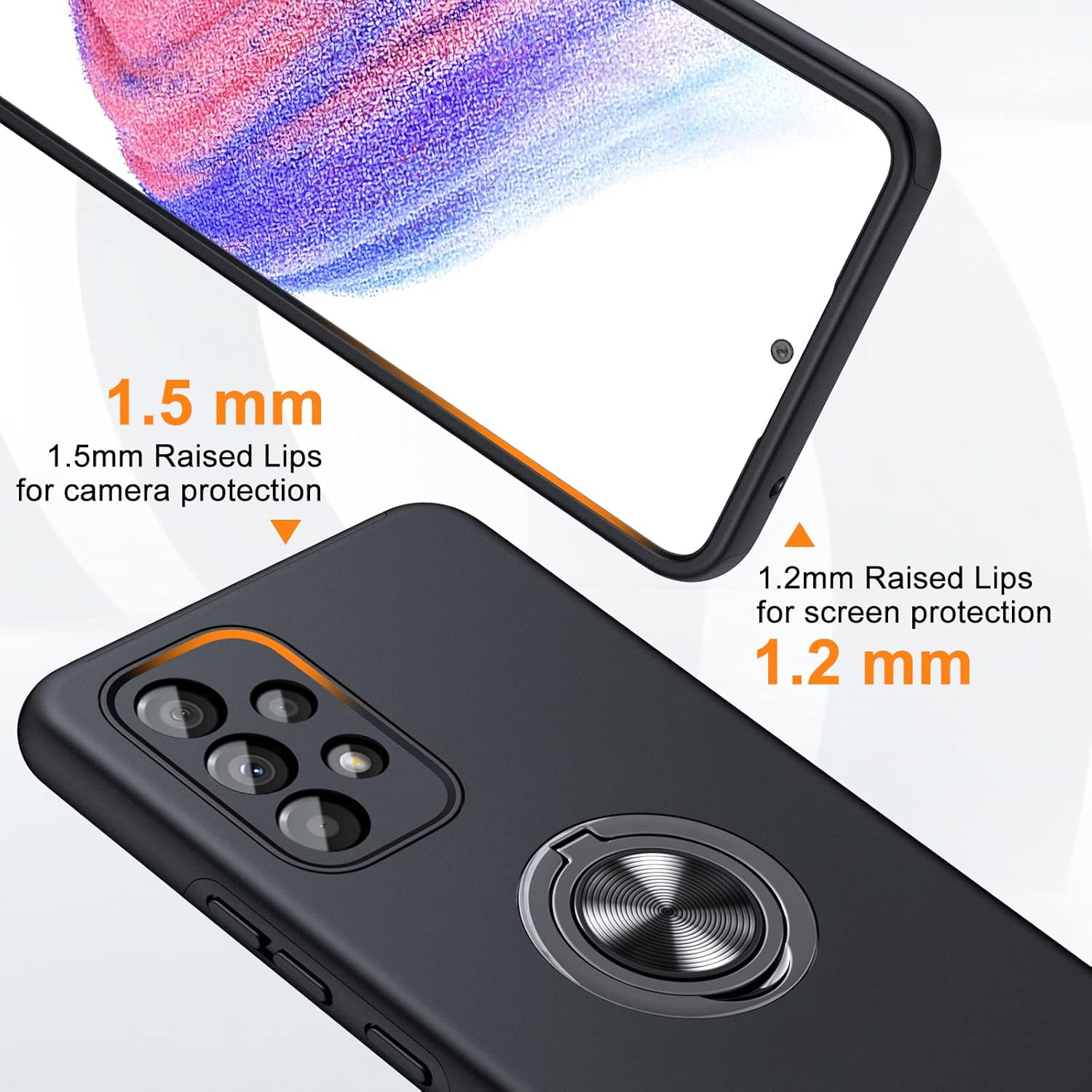 Thumbnail 1 de JAME for Samsung Galaxy A53 5G Shockproof Case with 360° Rotatable Kickstand, Black