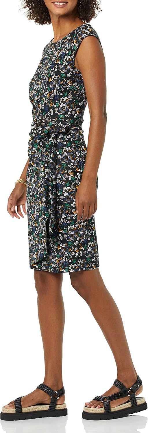 Thumbnail 2 de Amazon Essentials Women’s Cap-Sleeve Faux Wrap Dress with Boat Neck (Smart Office Wear)