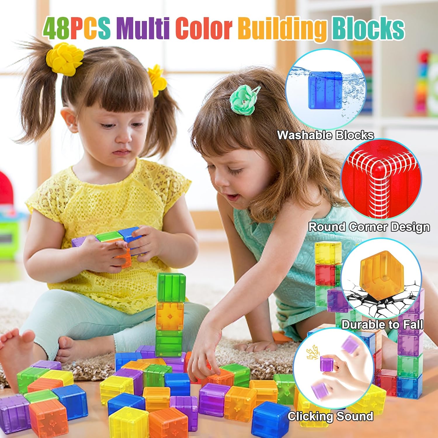 Detalle 2 de 48PCS Magnetic Blocks 1.38-inch STEM Building Toy 🧩