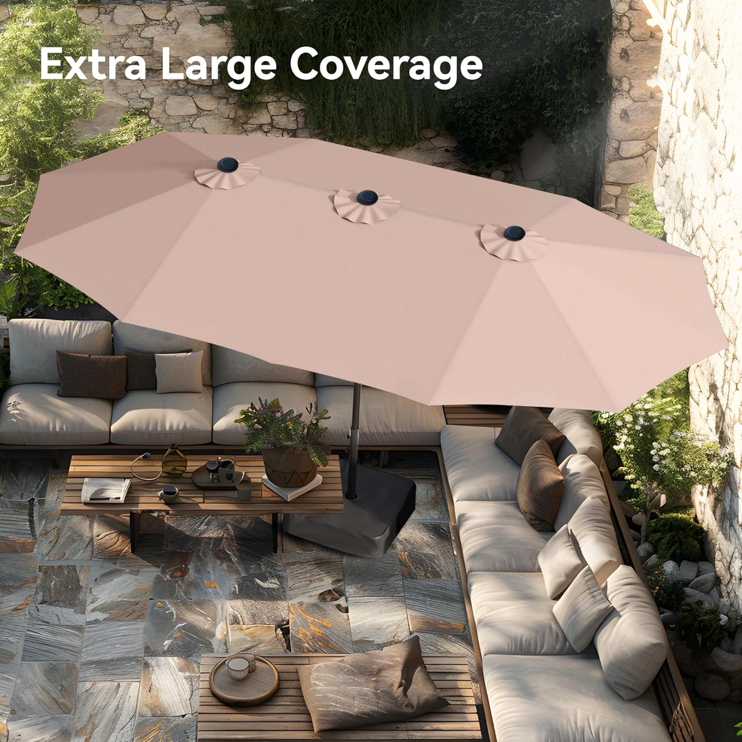Thumbnail 3 de PHI VILLA 4.5m x 2.7m Garden Parasol with Base – Waterproof UV Protection