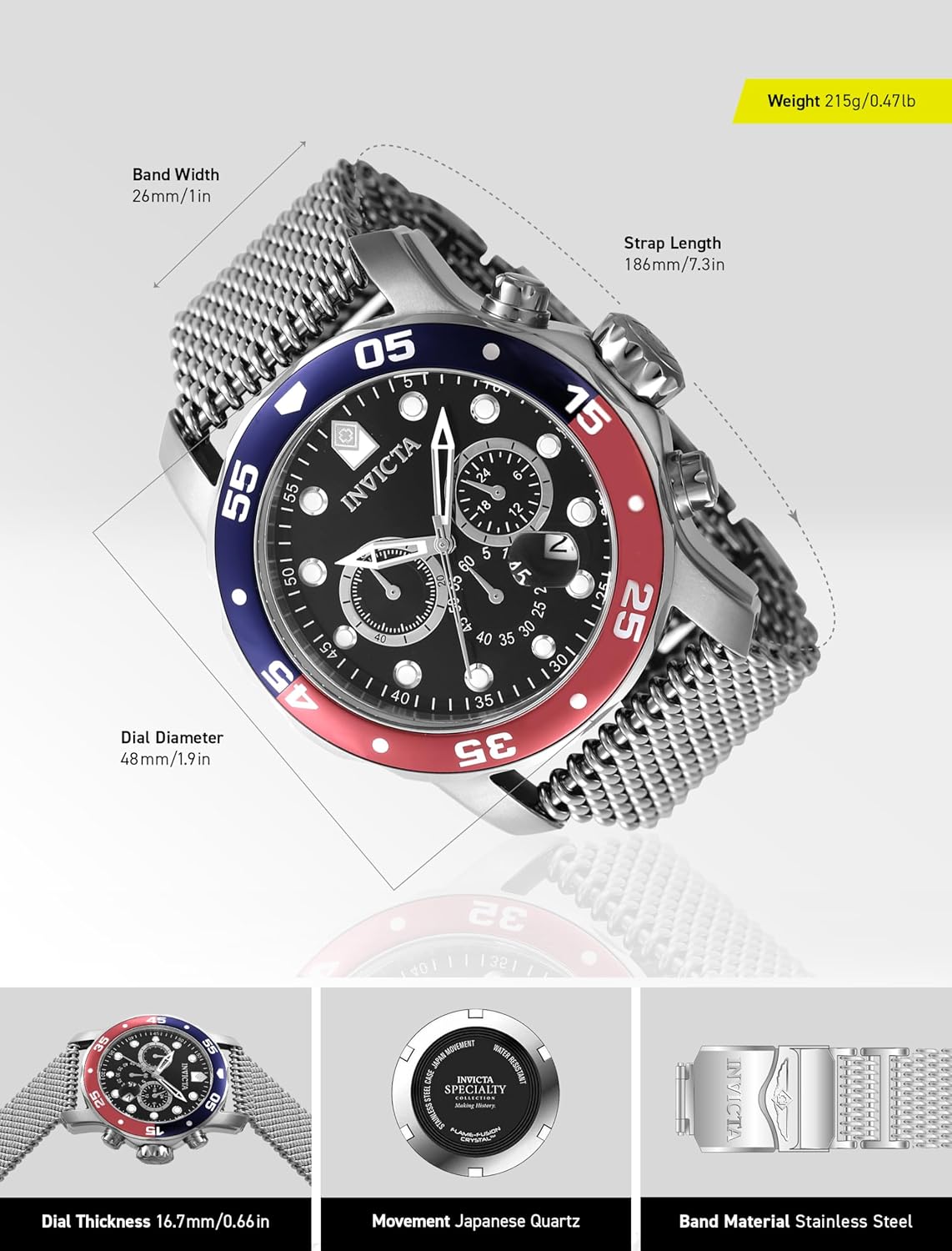 Thumbnail 2 de Invicta Pro Diver 47630 da uomo in acciaio inox con movimento al quarzo da 48 mm